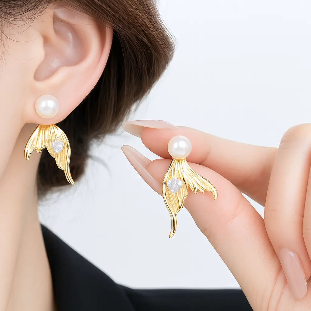 Golden Petal Drop Earrings