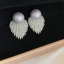 Silver Gatsby Pearl Fan Studs