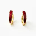Rouge Enamel Huggie Hoops