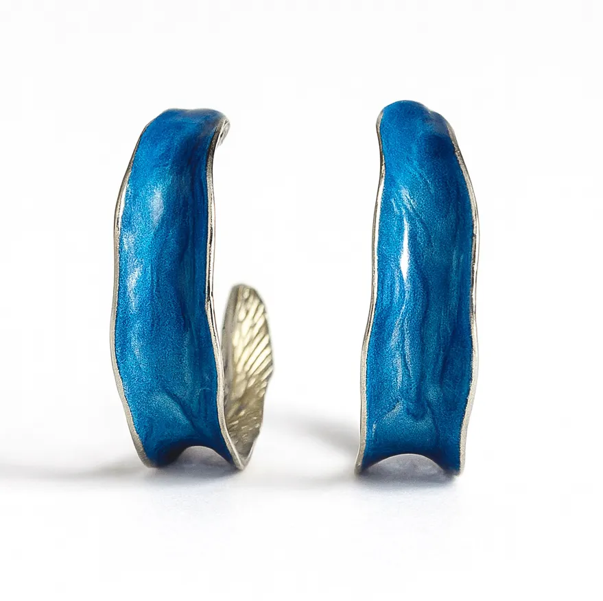 Azure Wave Gold Hoops