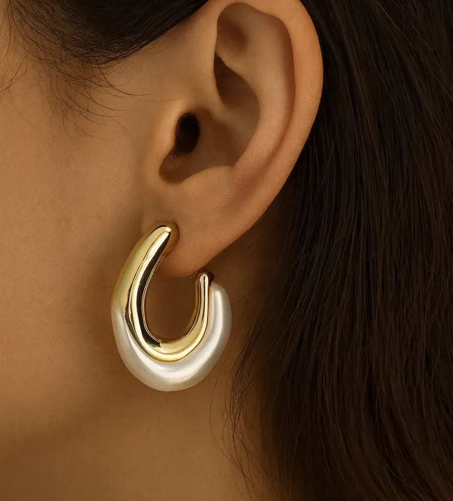 Luxe Wave Pearl Hoops