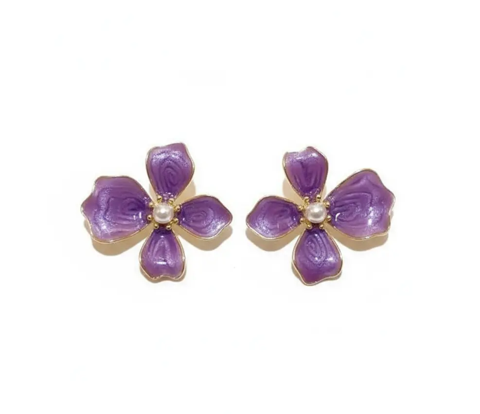 Violet Blossom Stud Earrings