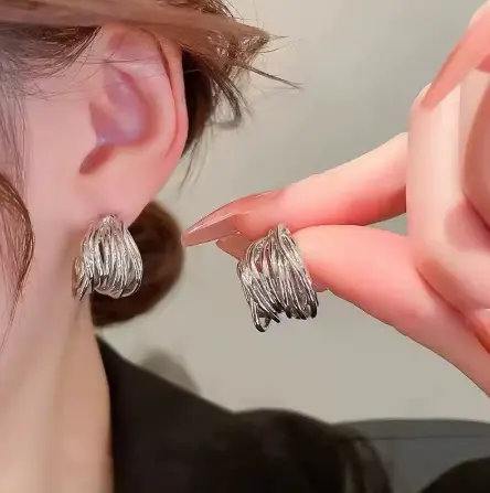 Twisted Silver Hoop Earrings