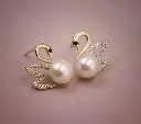 Swan Pearl Stud Earrings