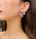 Violet Petal Blossom Earrings