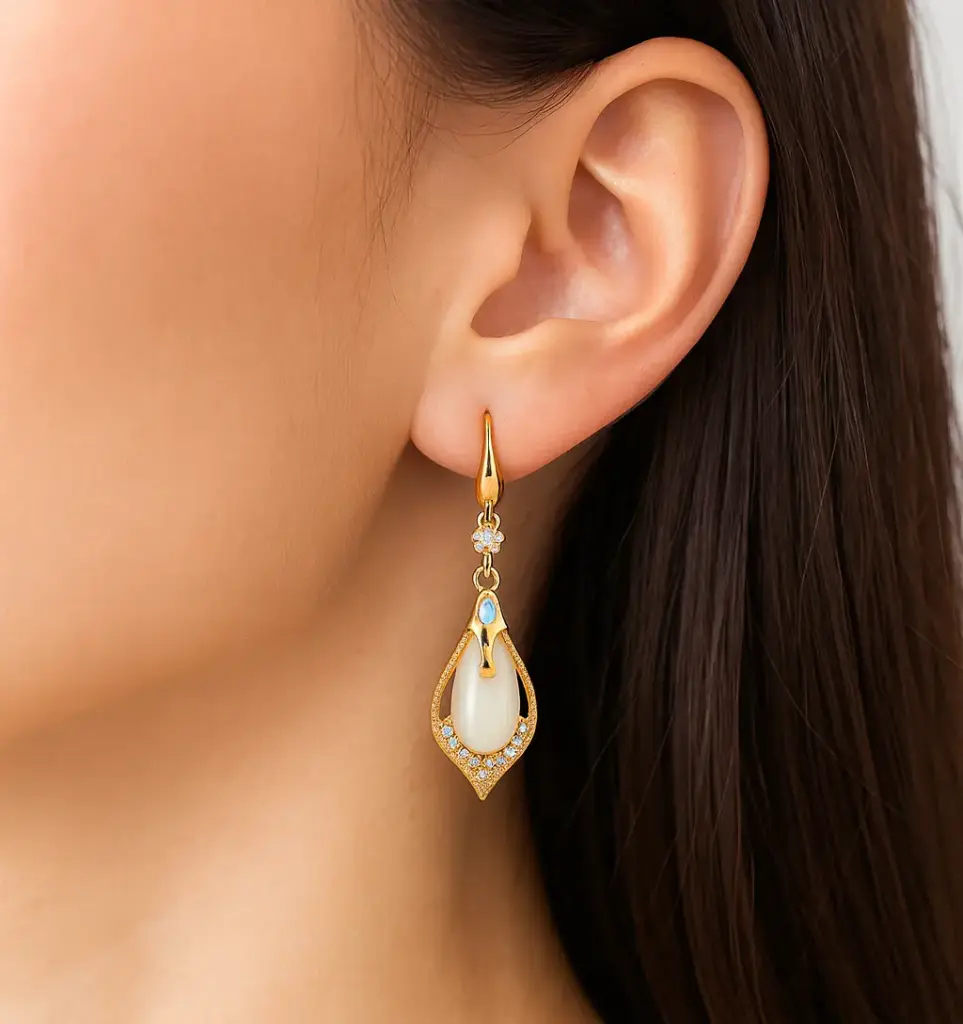 Crystal Dewdrop Gold Earrings