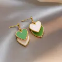 Mint Duo Heart Drop Earrings