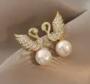 Swan Elegance Pearl Studs