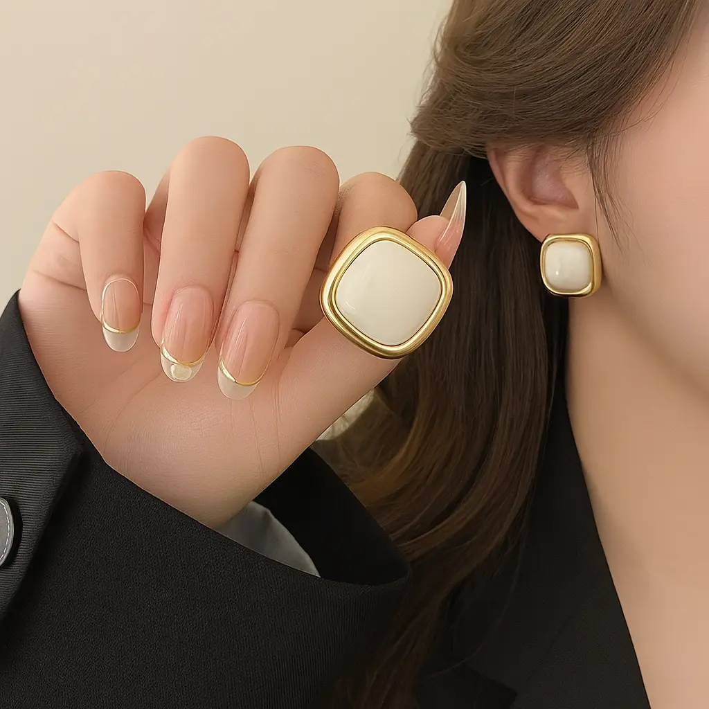 Ivory Aura Square Studs