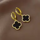 Midnight Clover Hoop Earrings