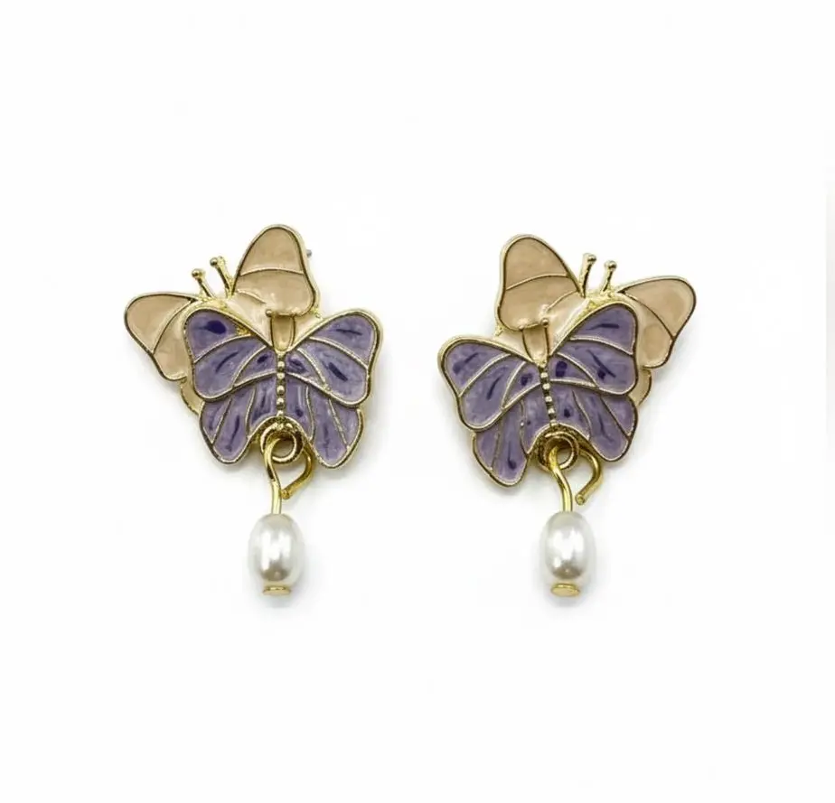 Lavender Butterfly Pearl Drops