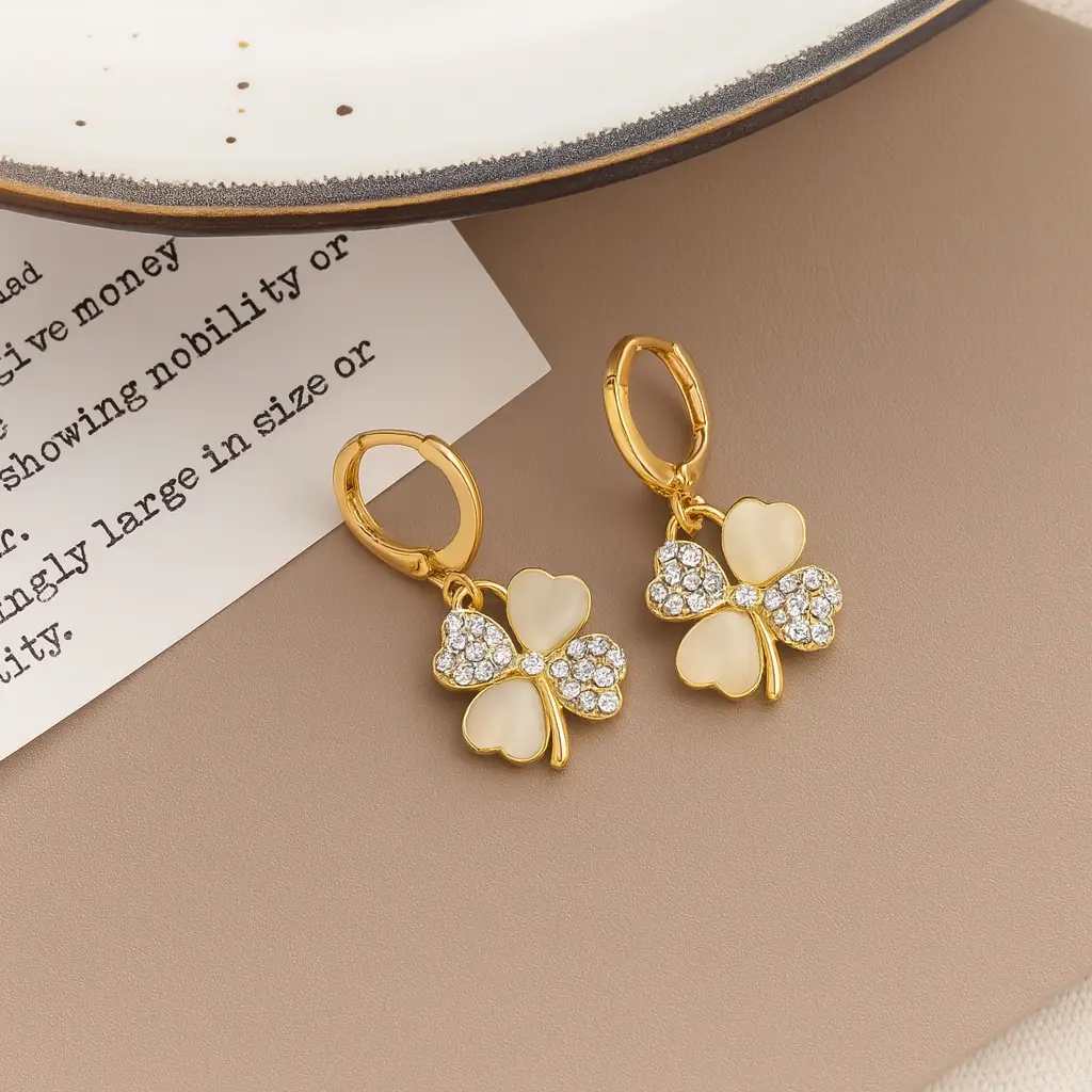 Golden Clover Drop Earrings