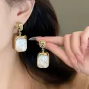 Baroque Square Drop Earrings