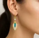 Emerald Leaf Drop Earrings