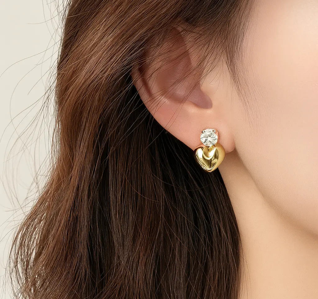 Crystal Heart Stud Earrings