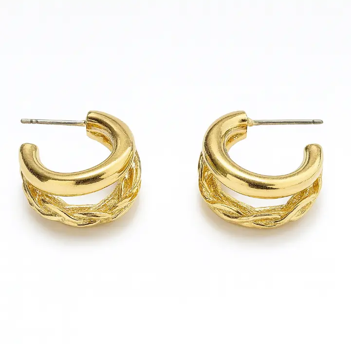 Golden Twist Hoop Earrings