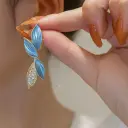 Blue Leaf Crystal Earrings