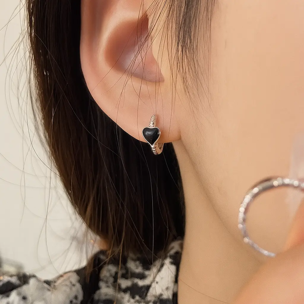 Midnight Heart Studs