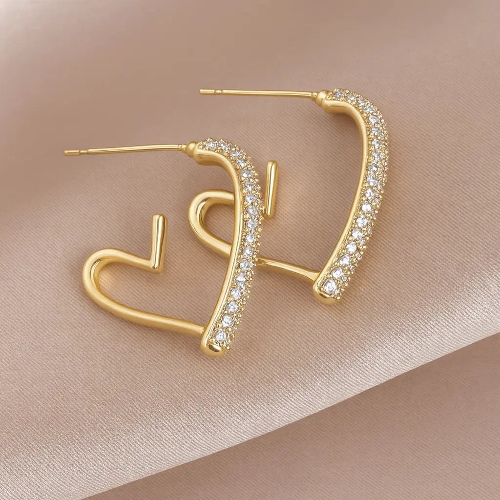 Sparkling Heart Hoop Earrings