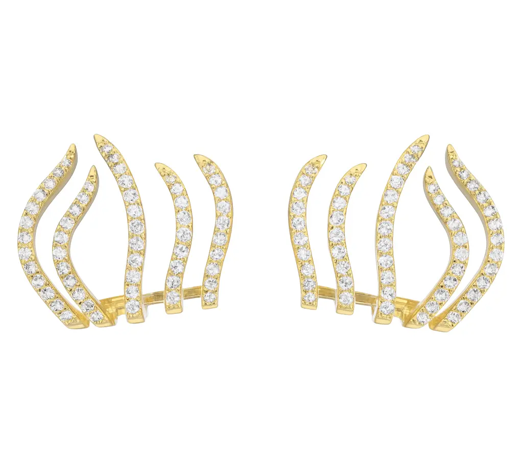 Golden Mirage Wave Ear Cuffs