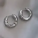 Molten Silver Hoop Earrings