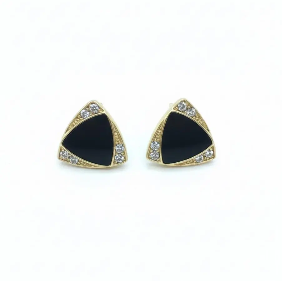 Noir Sparkle Triangle Studs