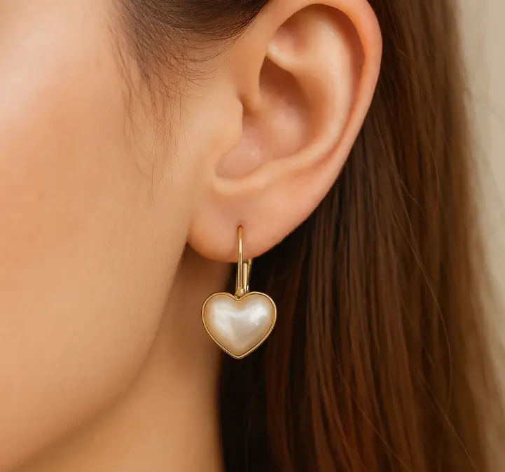 Heart of Pearl Drop Earrings
