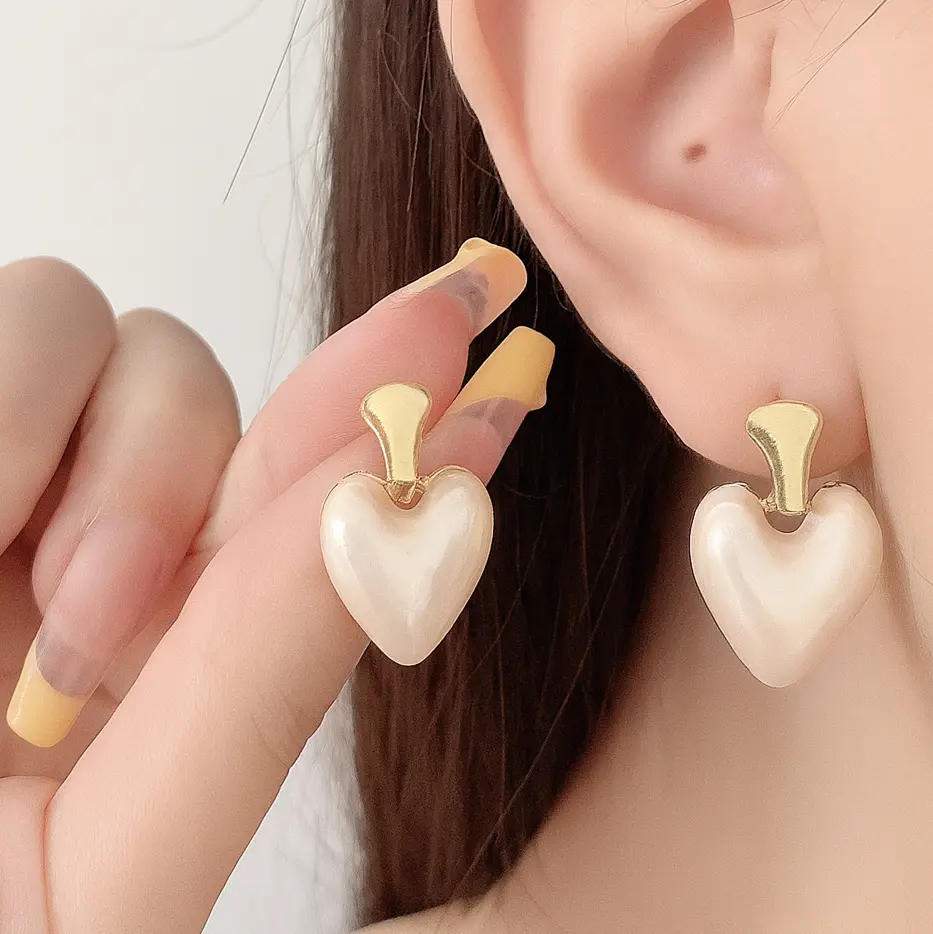 Blush Heart Drop Earrings